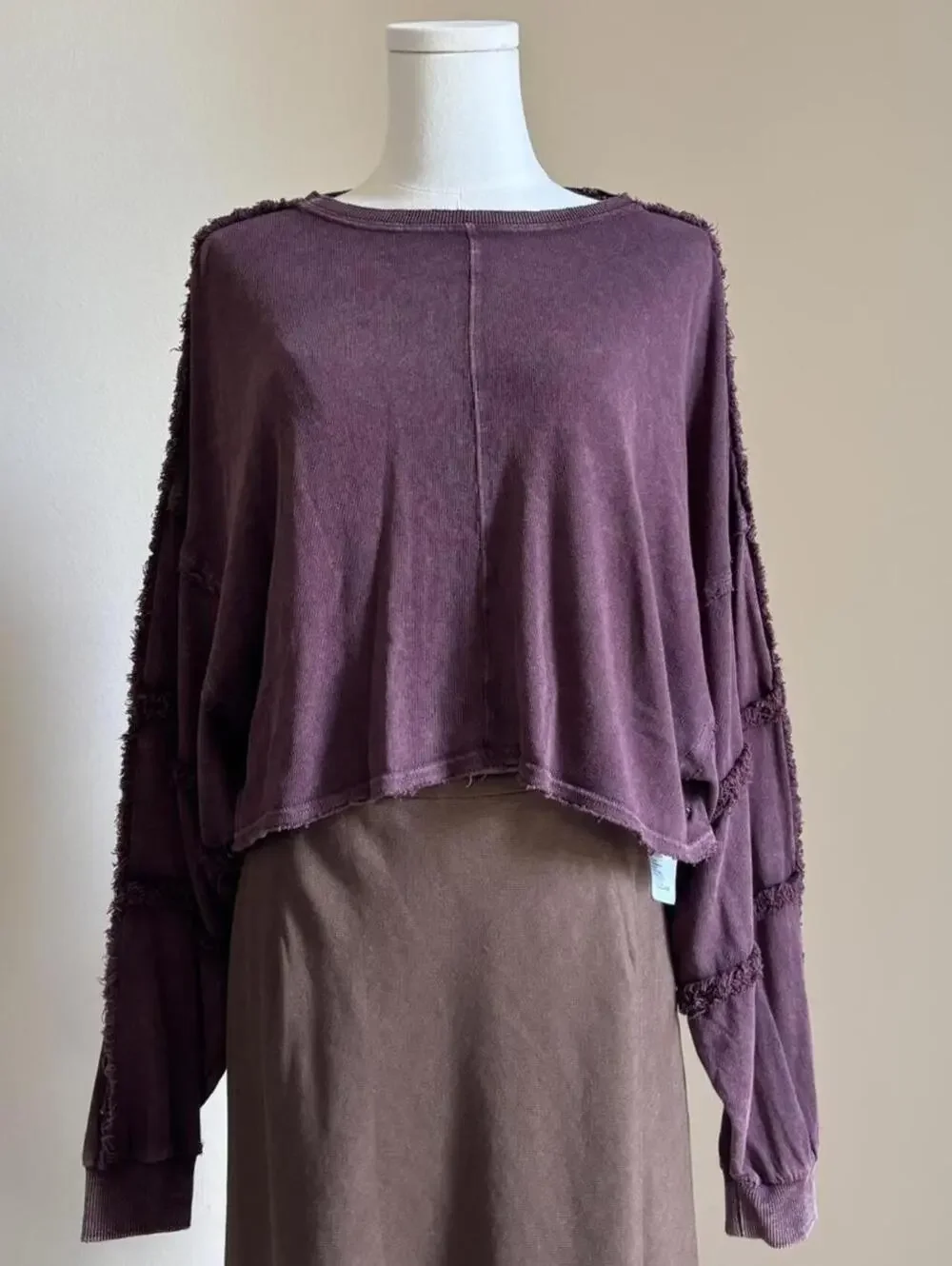 Free People Movement 100% cotton cropped top in faded plum
